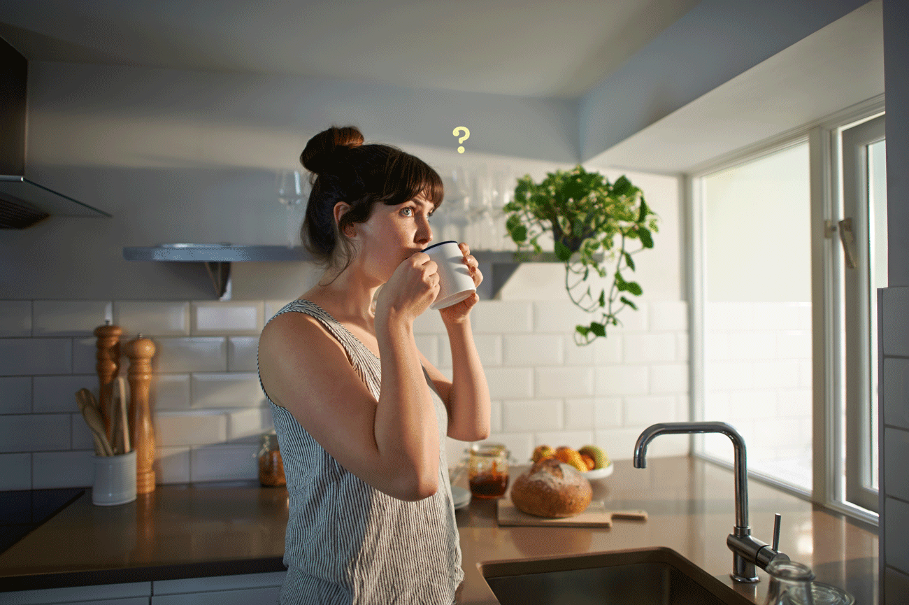 An image of a woman drinking coffee.